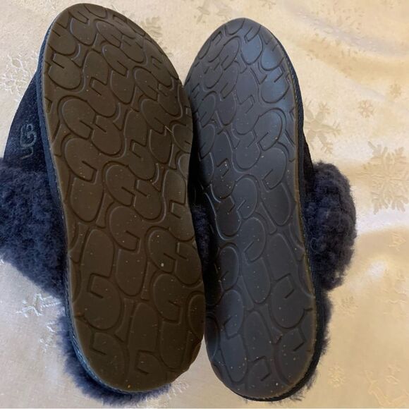 UGG Scuffette Slippers Mules Dark Blue Shearling fluffy toe box 1106872 Sz 6 - Picture 6 of 6